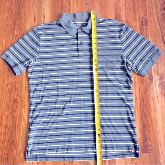 NEW EDDIE BAUER Striped Polo Shirt Blue Medium Men’s NWOT - Picture 7 of 16
